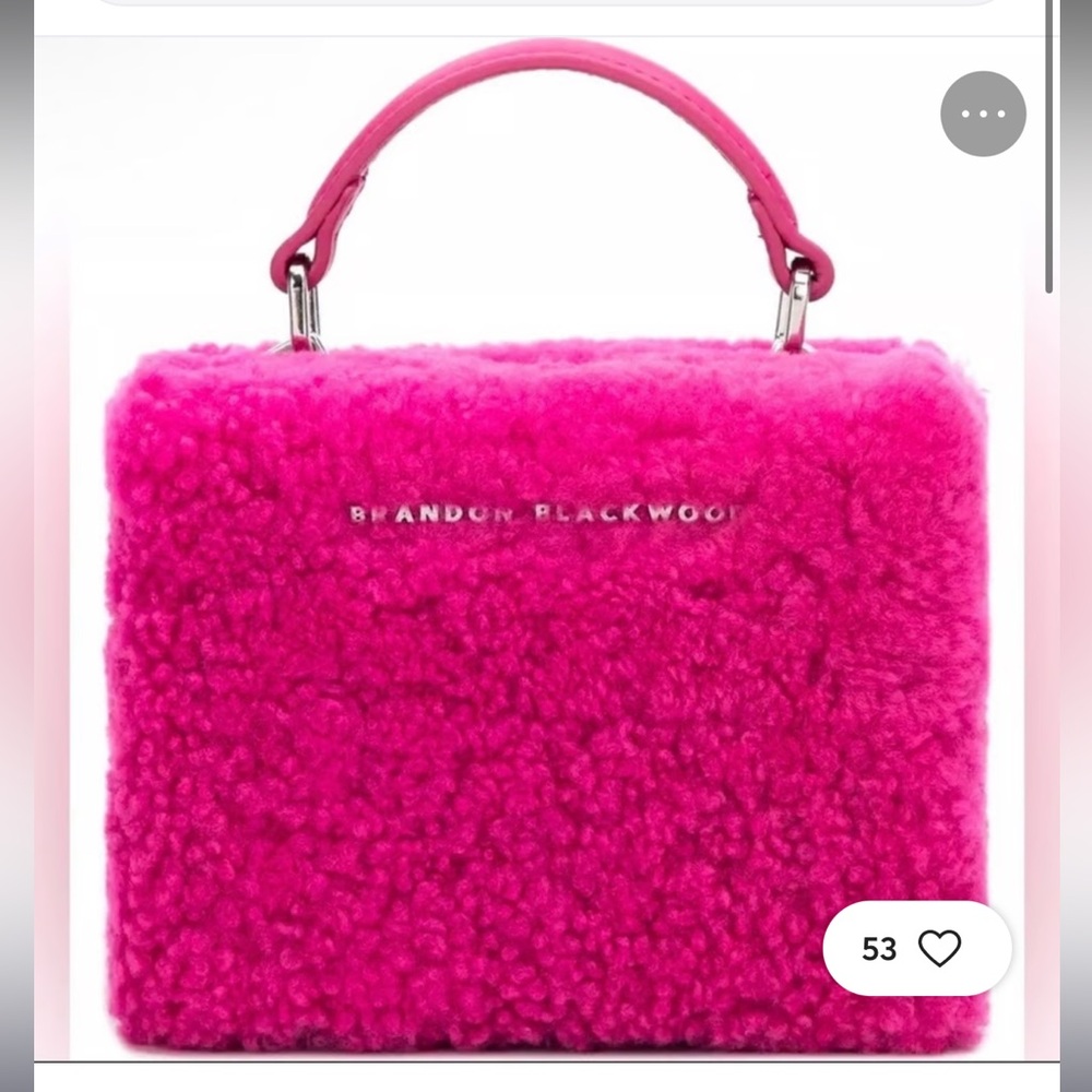 Brandon Blackwood Hot Pink Faux Shearling Top-Handle Crossbody Bag